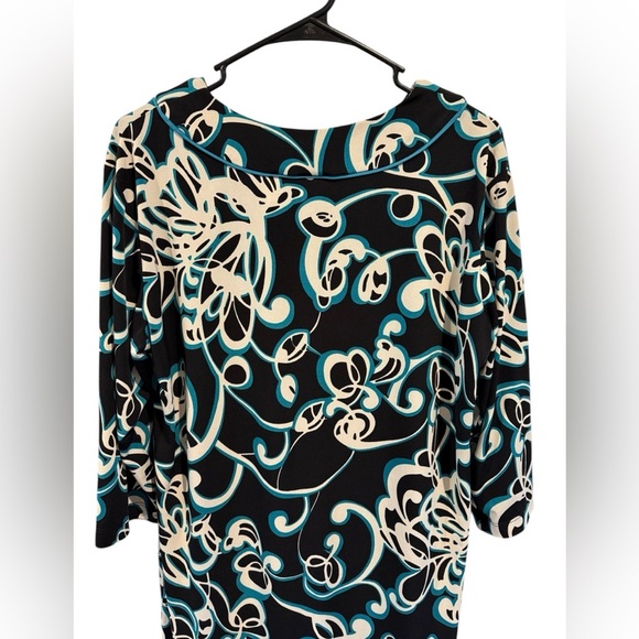 Chico's Black, White, and Teal Swirl Dress - Picture 3 of 6